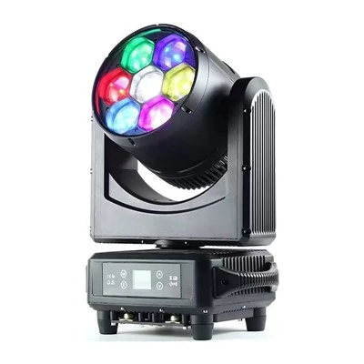 Lampu kepala bergerak Zoom 60W 4in1 LED tahan air 7 buah